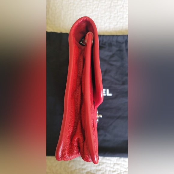 Chanel French Riviera Quilted Large Flap Bag Caviar Red with Gun Metal Hardware - Picture 15 of 17